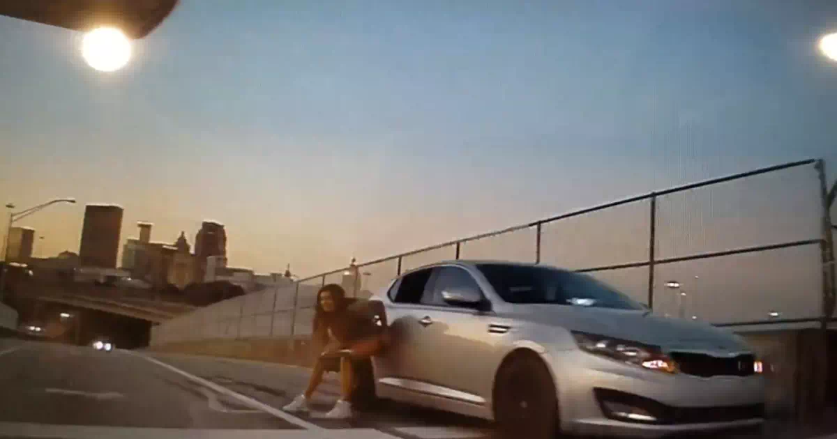 テスラが高速道路を走行中、車内カメラが路上放尿する少女を捉えた。